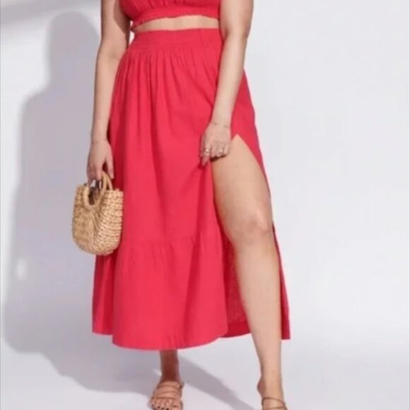 Abercrombie & Fitch Red High Slit Maxi Skirt - Picture 8 of 8